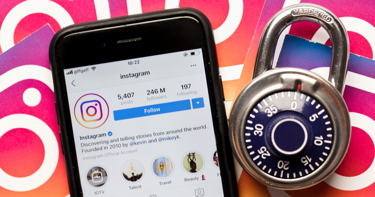 instagram interface with a lock