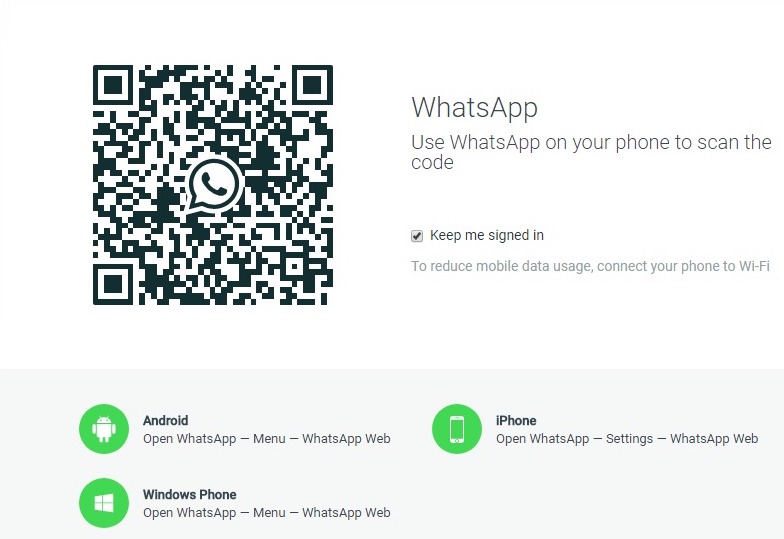 qr code for logging in to whatsapp web 