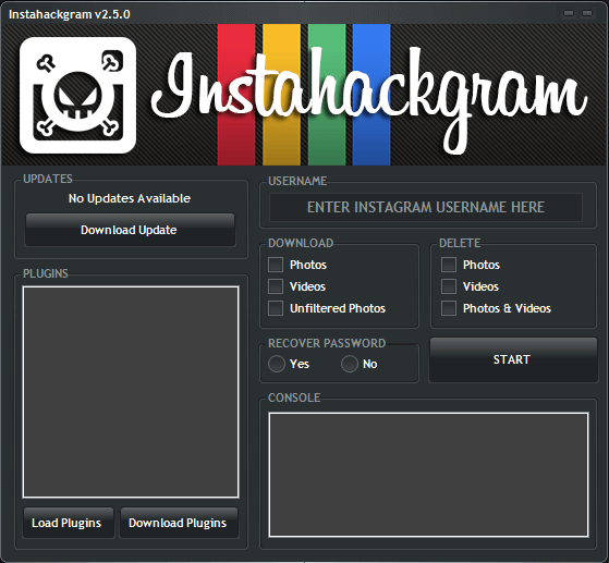 InstaHackGram app interface